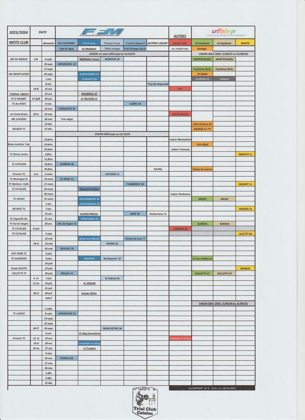 Ligue Occitanie calendrier 2024 … Planète Trial